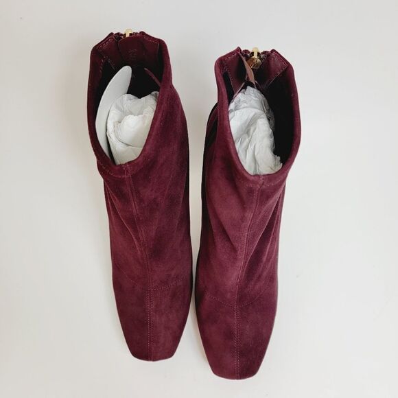 Brian Atwood Edeline Platform Suede Stretch Burgundy Ankle Boots 11 US 42.5 - Picture 7 of 14